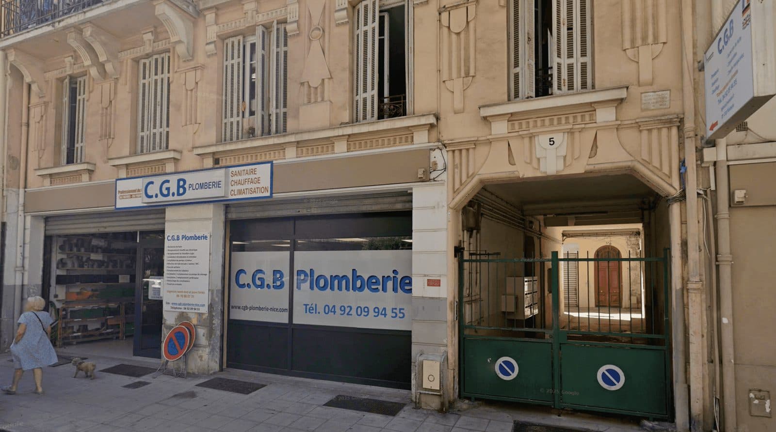 Devanture de C.G.B Plomberie, 5 rue Oscar II à Nice